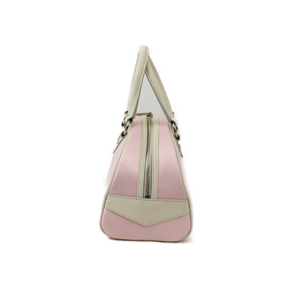 BURBERRY Boston Bag BLUE LABEL Handbag Pink White Leather - Picture 3 of 6